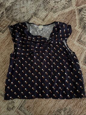 New with tags Maeve Navy Polka Dot Sleeveless Bow-Accent top.